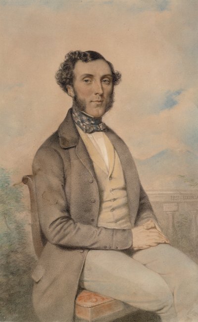 Retrato de um cavalheiro sentado, 1851 (pastel sobre papel) de DAuria